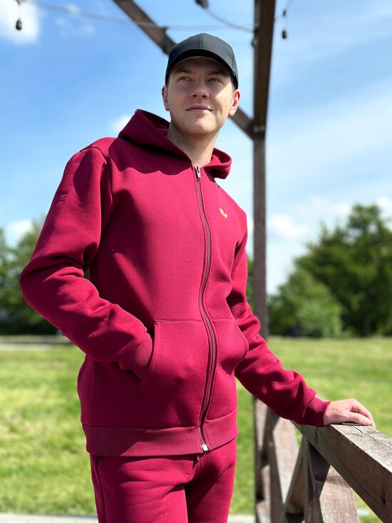 Unisex bordo jaka ar kapuci "Mežvīns"